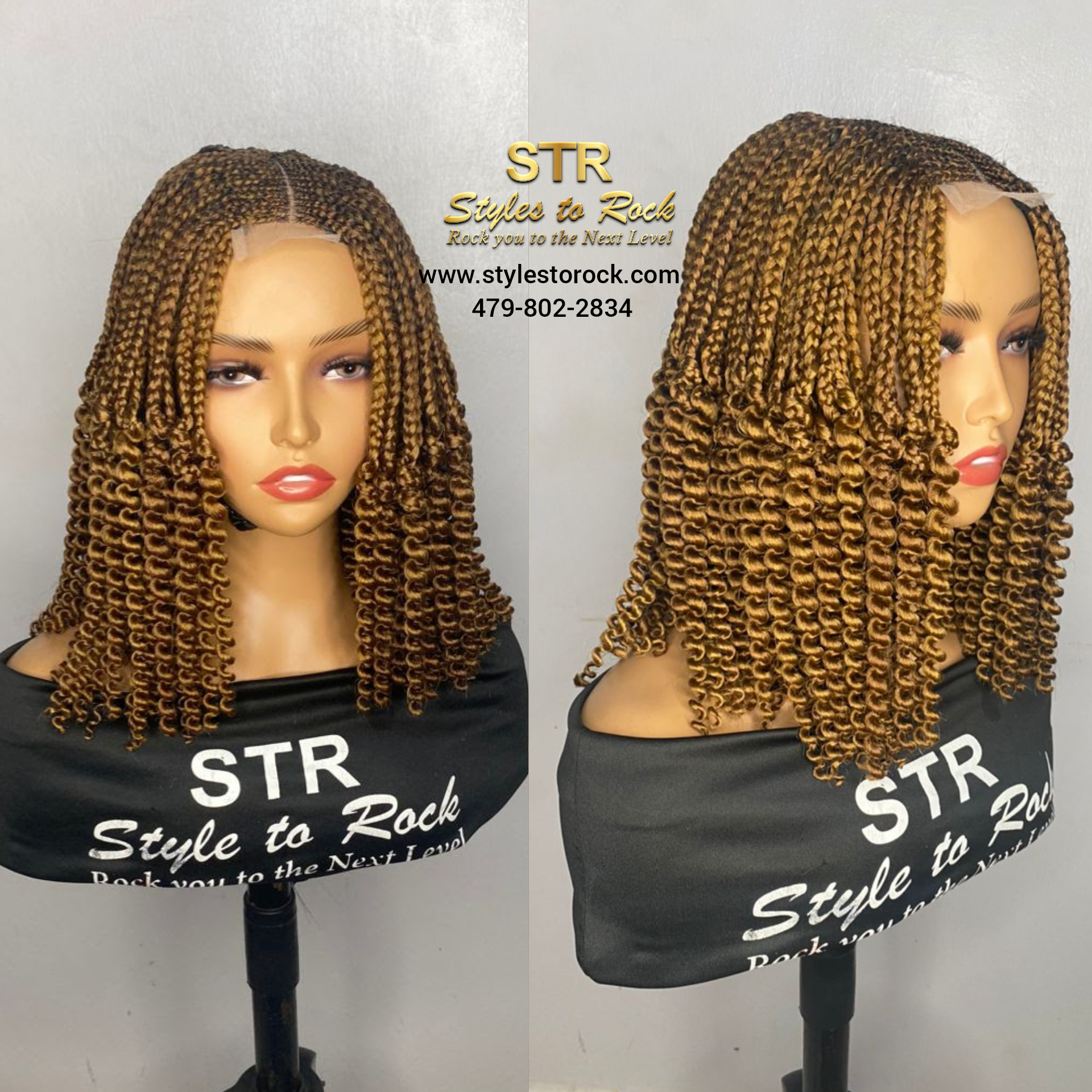 Short Curly Knotless Braided Wig